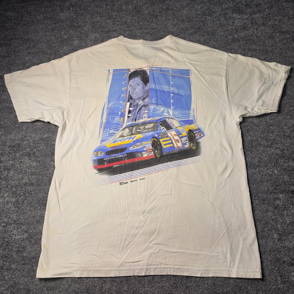 Chase Authentics Michael Waltrip NAPA Racing T-Shirt Mens Medium White #15 Tee